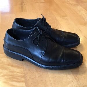 BALLY | Black Leather Men's Dress Shoes Square Toe